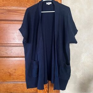 Loft Outlet Women’s Short Sleeved Navy Blue Cardigan 100% Cotton Size XXL